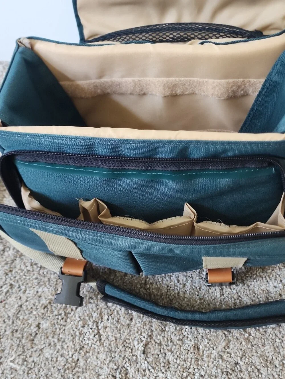 VINTAGE Canon Dark green Camera Bag with Tan Accents